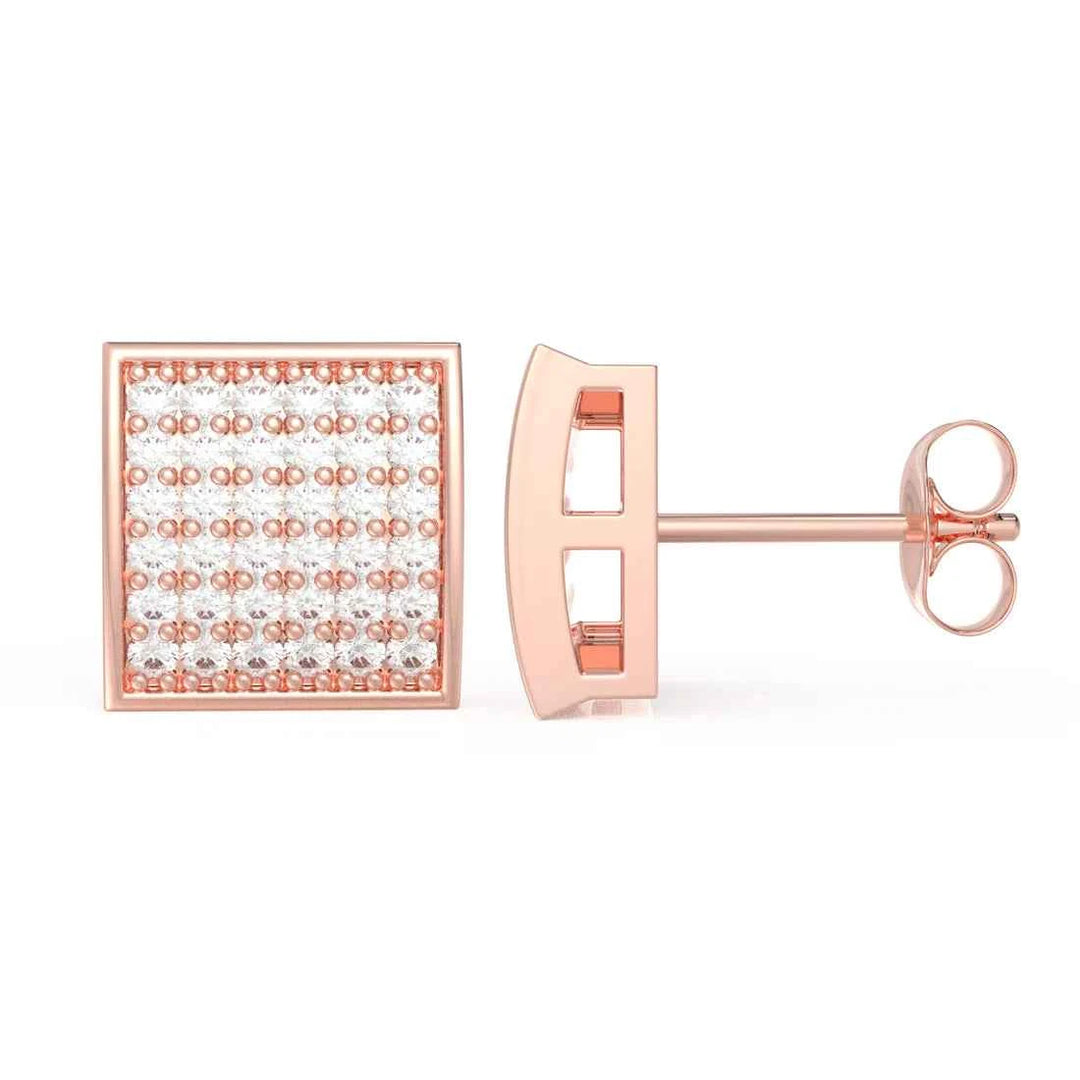 0.50 Ct Round Cut Moissanite Square Stud Earrings For Unisex