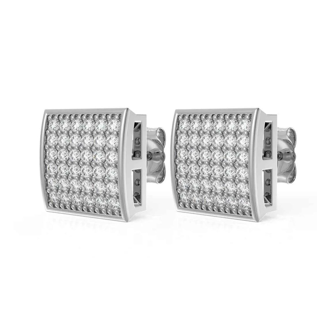 0.50 Ct Round Cut Moissanite Square Stud Earrings For Unisex