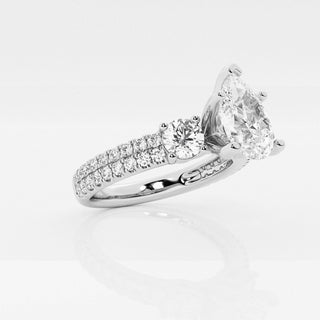 2.5 Carat Pear Cut Three Stone Ring in White Gold