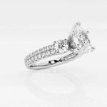 Load image into Gallery viewer, 2.50 Carat Pear Cut Three Stone Moissanite Ring in White Gold
