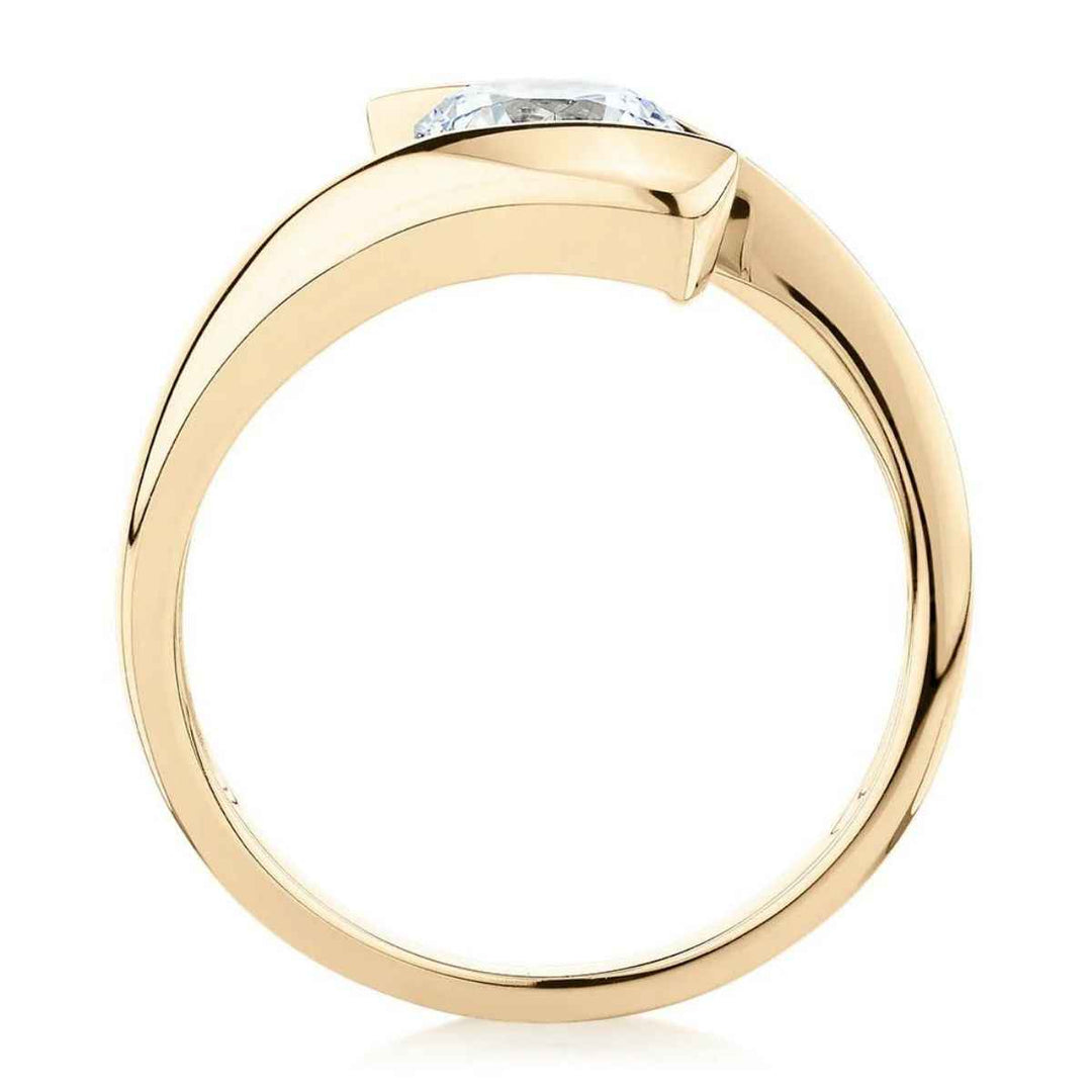 1.20 ct Round Cut Moissanite Tension Set Solitaire Engagement Ring In Yellow Gold