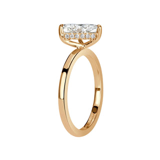 2 Carat Trillion Cut Hidden Halo Moissanite Ring in Yellow Gold