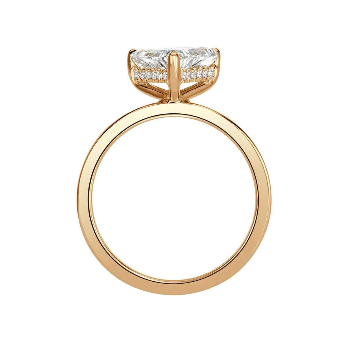 2 carat trillion cut hidden halo moissanite ring in yellow gold