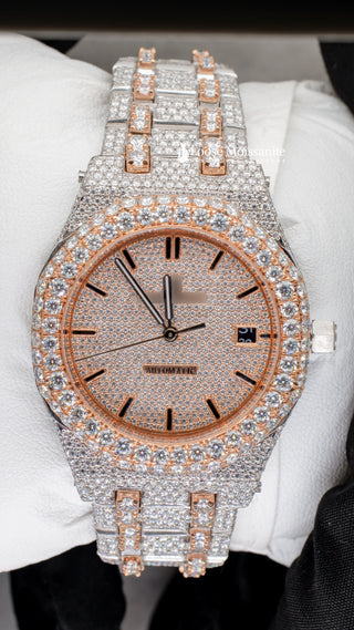 Front View of Two Tone AP Women Moissante Watch  36 MM  Rose Gold Tone