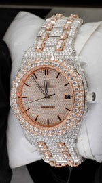 Load image into Gallery viewer, Side angle of Two Tone AP Women Moissante Watch | 36 MM | Rose Gold Tone
