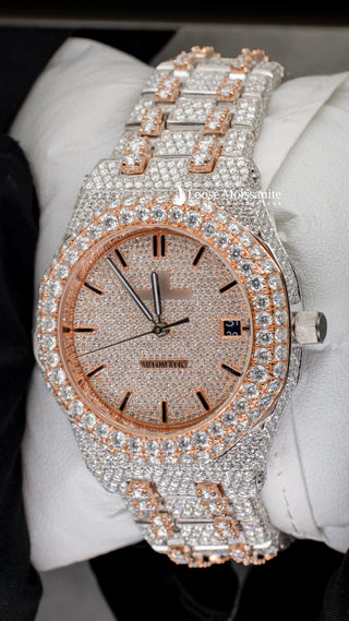 Side View of Two Tone AP Women Moissante Watch  36 MM  Rose Gold Tone