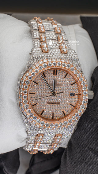 Side Anlge of Two Tone AP Women Moissante Watch  36 MM  Rose Gold Tone