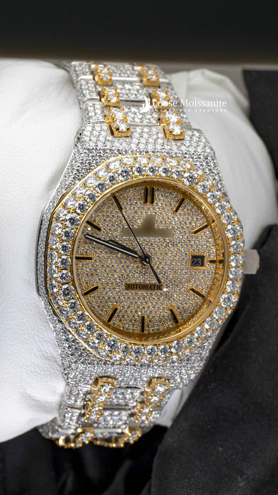 Side Angle of Two Tone AP Women Moissante Watch | 36 MM