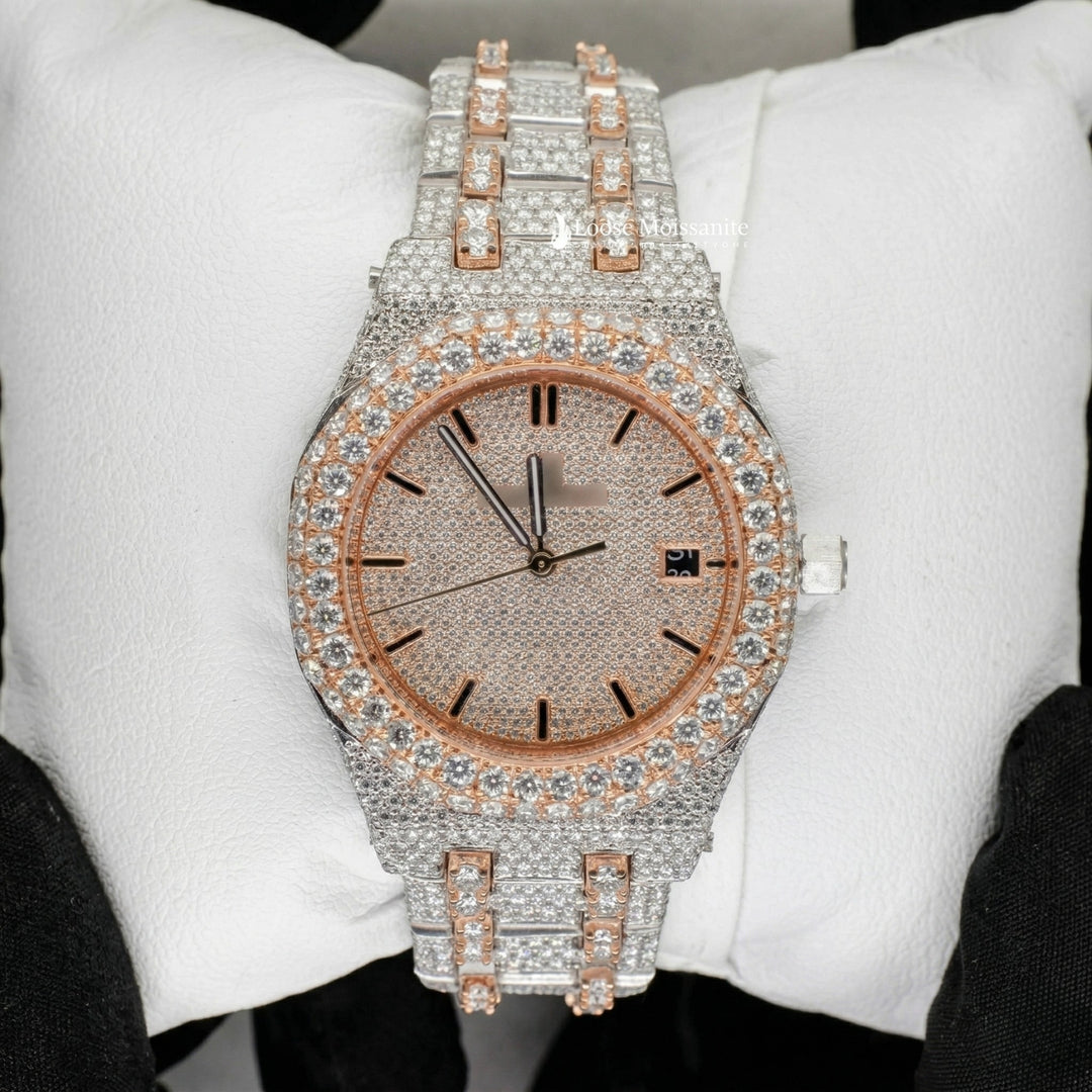 Reloj AP de dos tonos con moissanita para mujer | 36 mm | Tono oro rosa