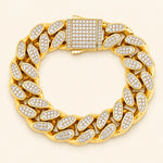 Load image into Gallery viewer, Pulsera Hip Hop de moissanita de corte redondo de 6 quilates con acabado helado en oro amarillo

