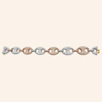 Load image into Gallery viewer, 13 Carat Round Shaped Moissanite Two Tone Puff Link Bracelet
