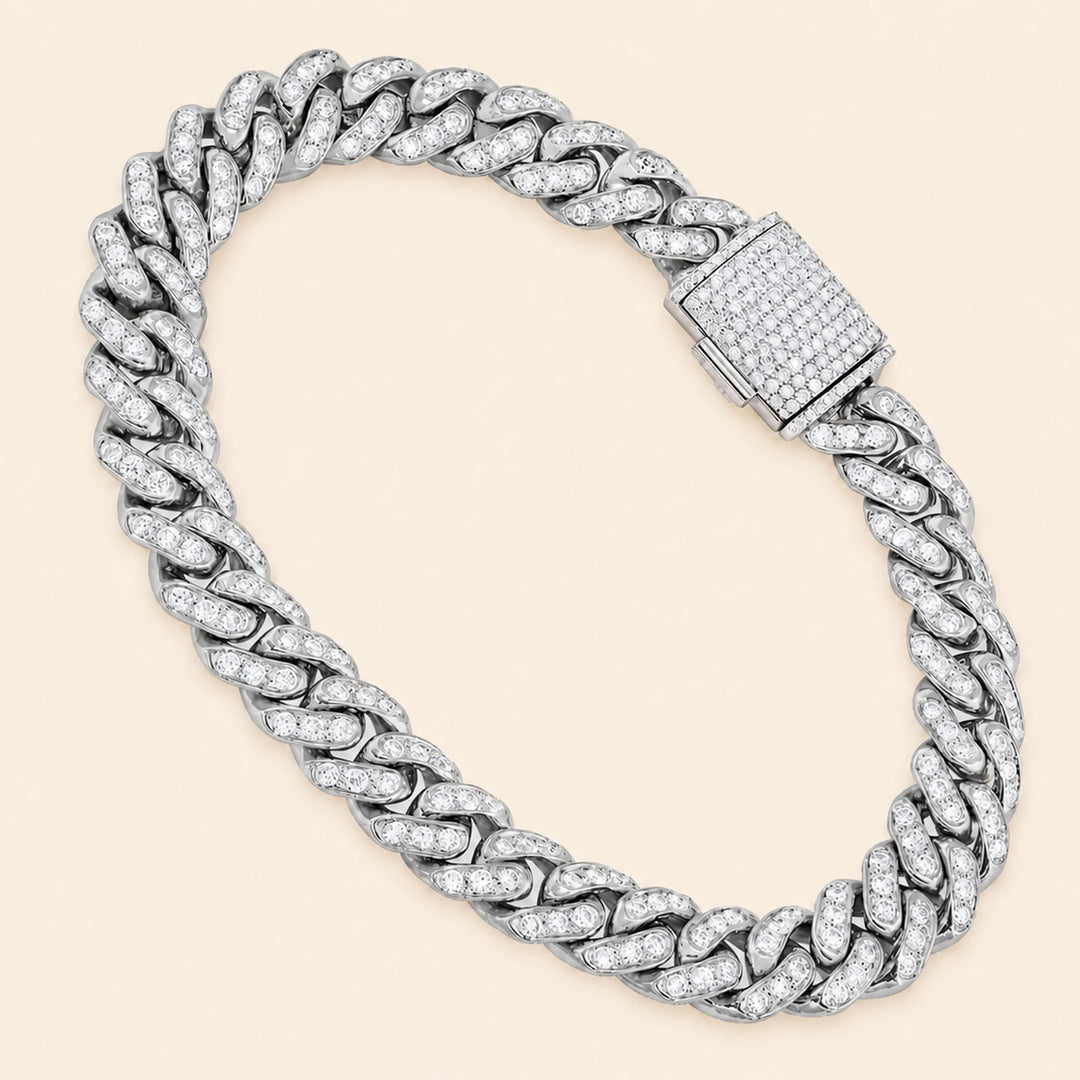 5.50 Carat Round Cut Cuban Link Hip Hop Bracelet in Yellow Gold