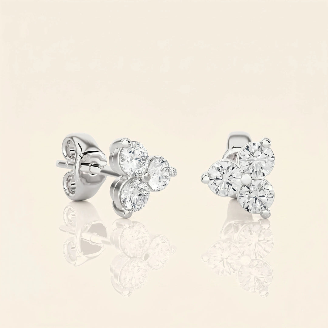 Three Stone Stud Earrings