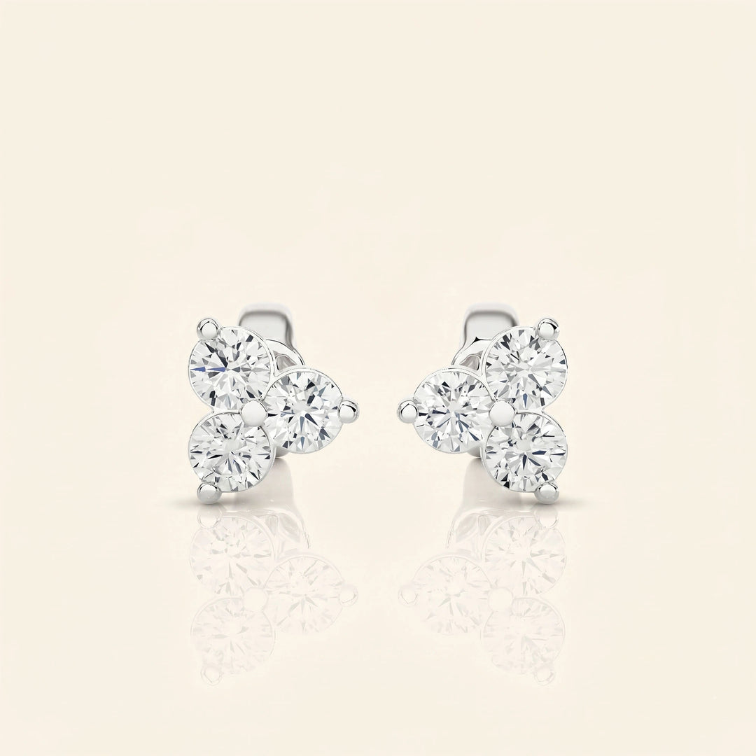 Three Stone Stud Earrings