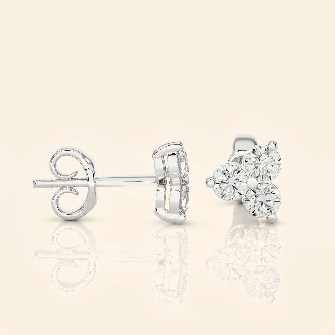 Three Stone Stud Earrings