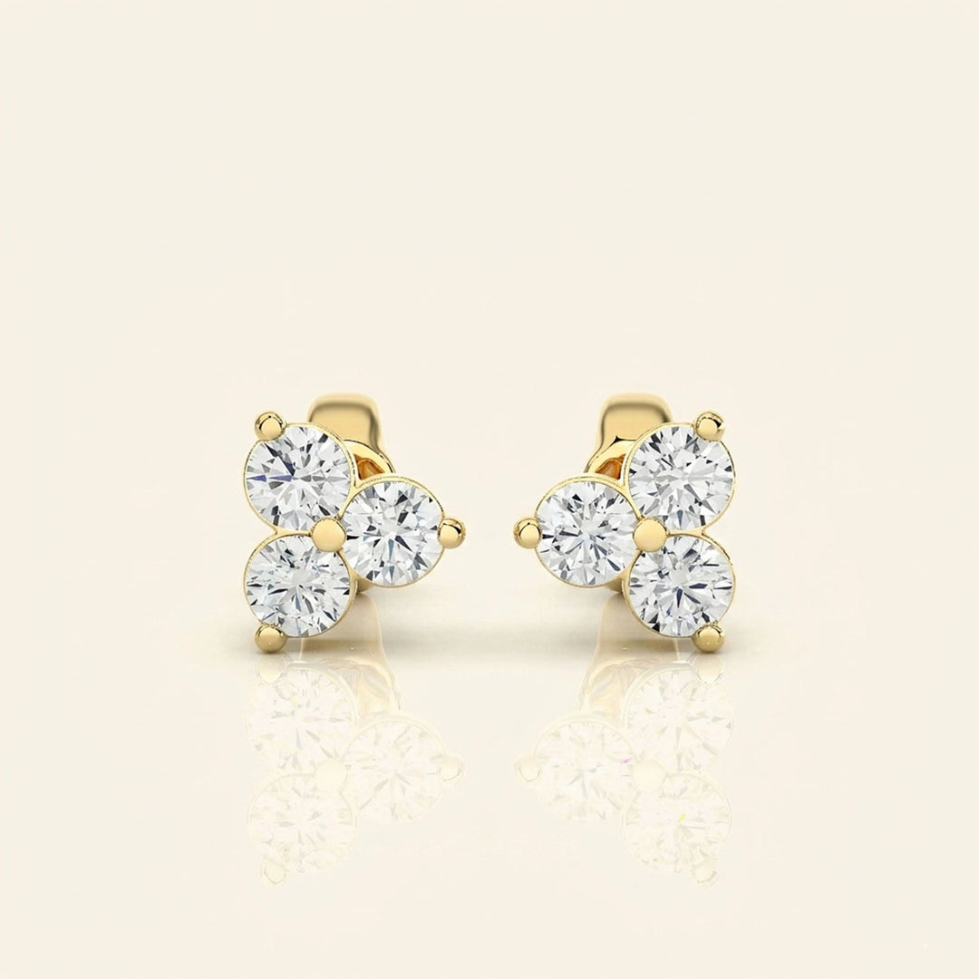 Three Stone Stud Earrings