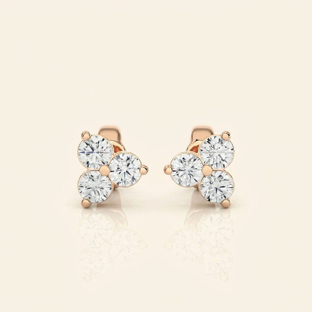 Three Stone Stud Earrings