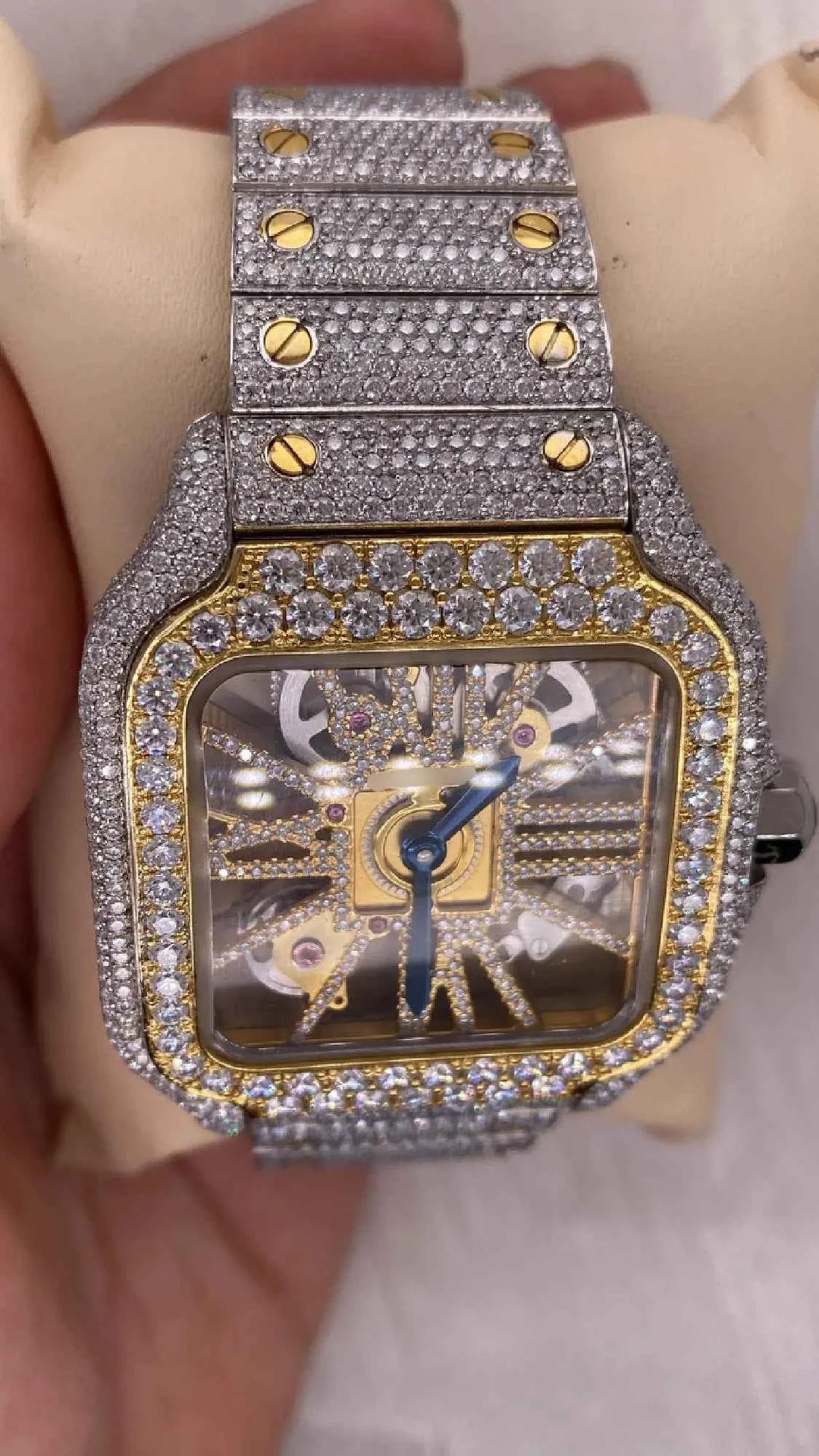 Close up view of  VVS Moissanite Watch