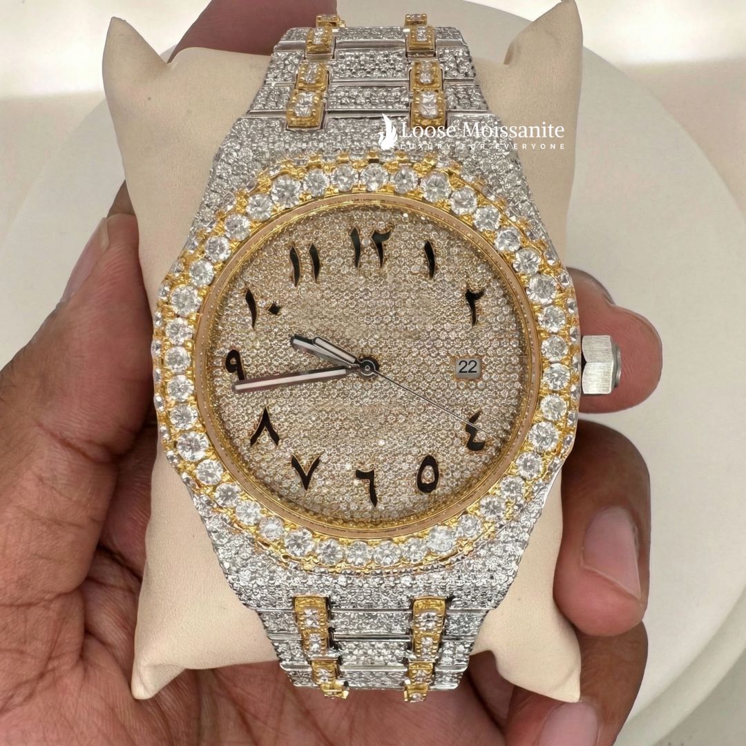 Front View Of Vvs-Moissanite-Diamond-Watch-Two-Tone