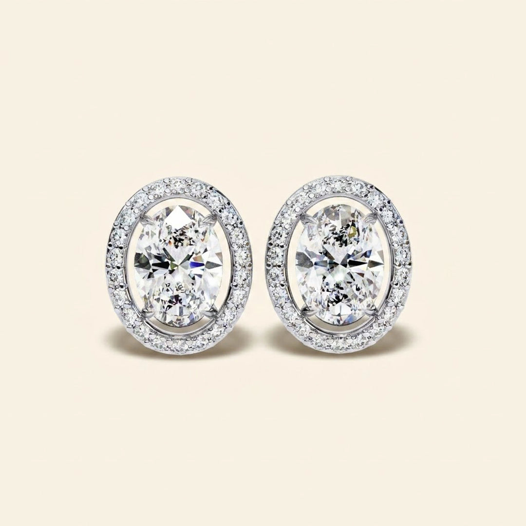 Oval Halo Stud Earrings
