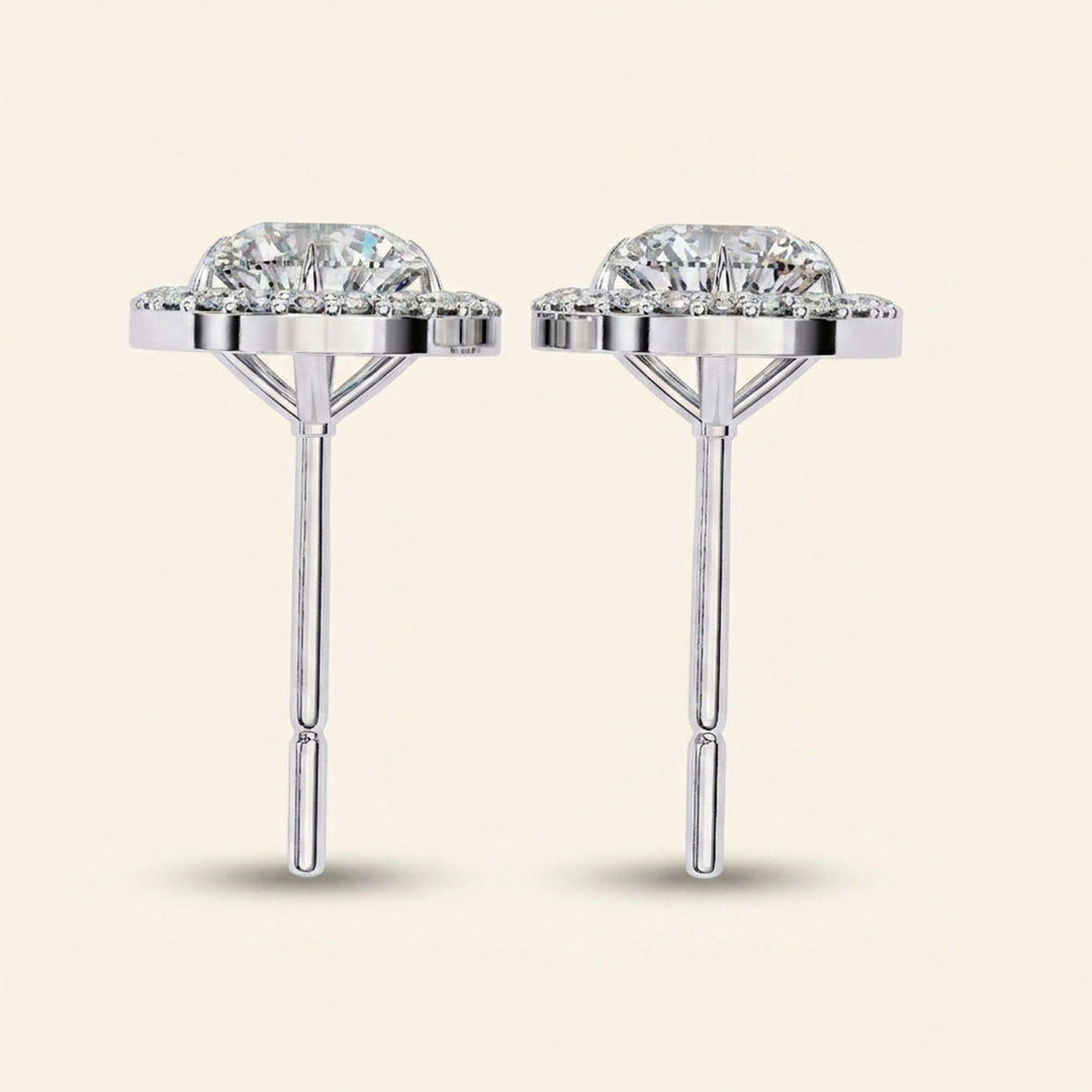 Halo Set Stud Earrings In With Gold Option
