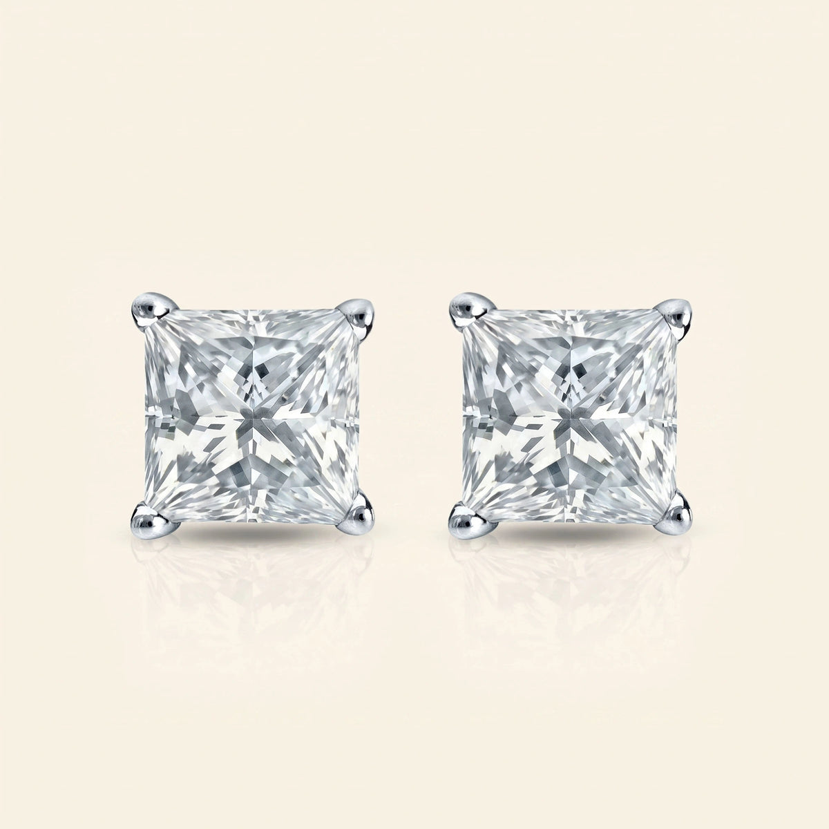 Princess cut stud earrings