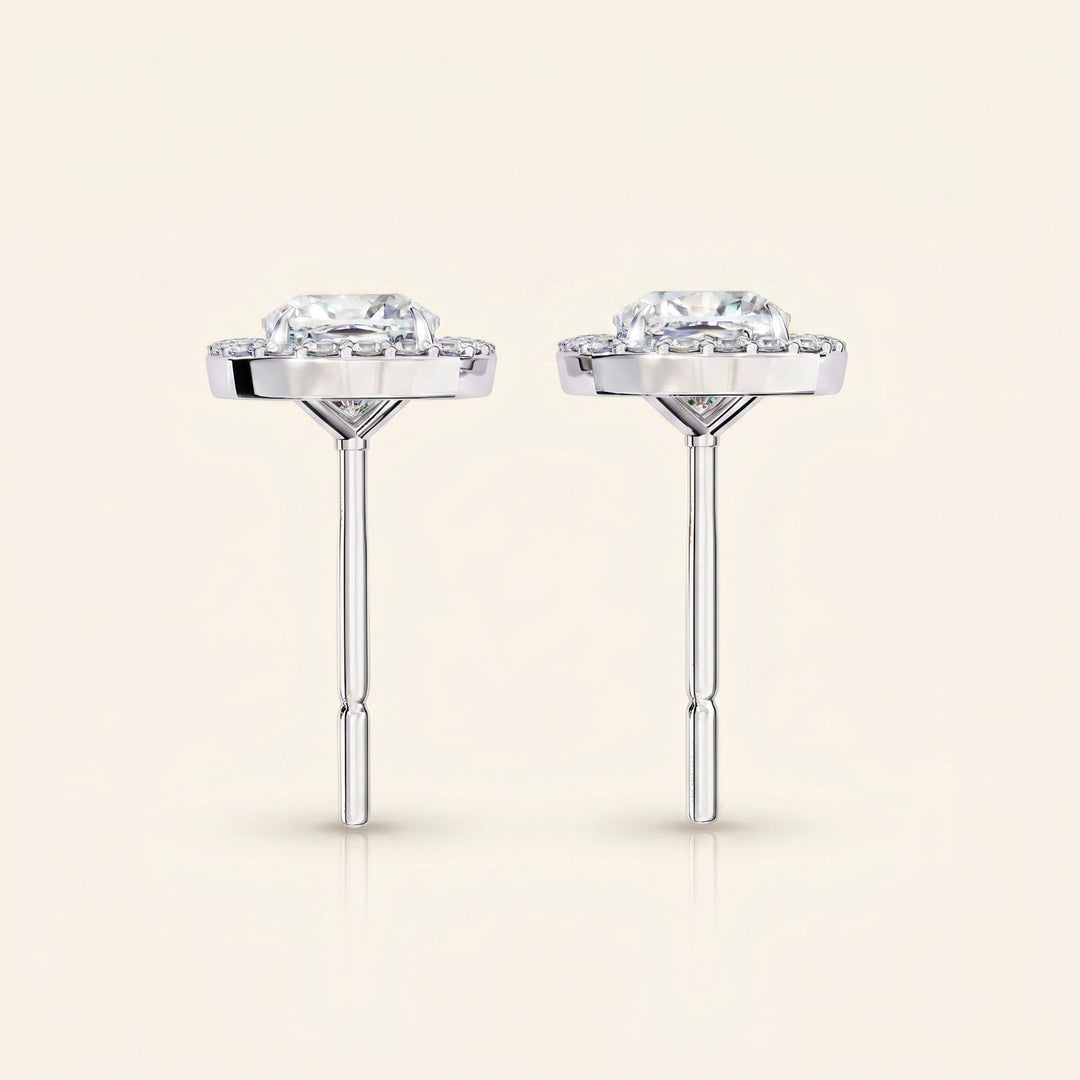 Cushion Halo Stud Earrings