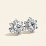 Load image into Gallery viewer, Floral Cluster Earrings Studs Round Cut Design
