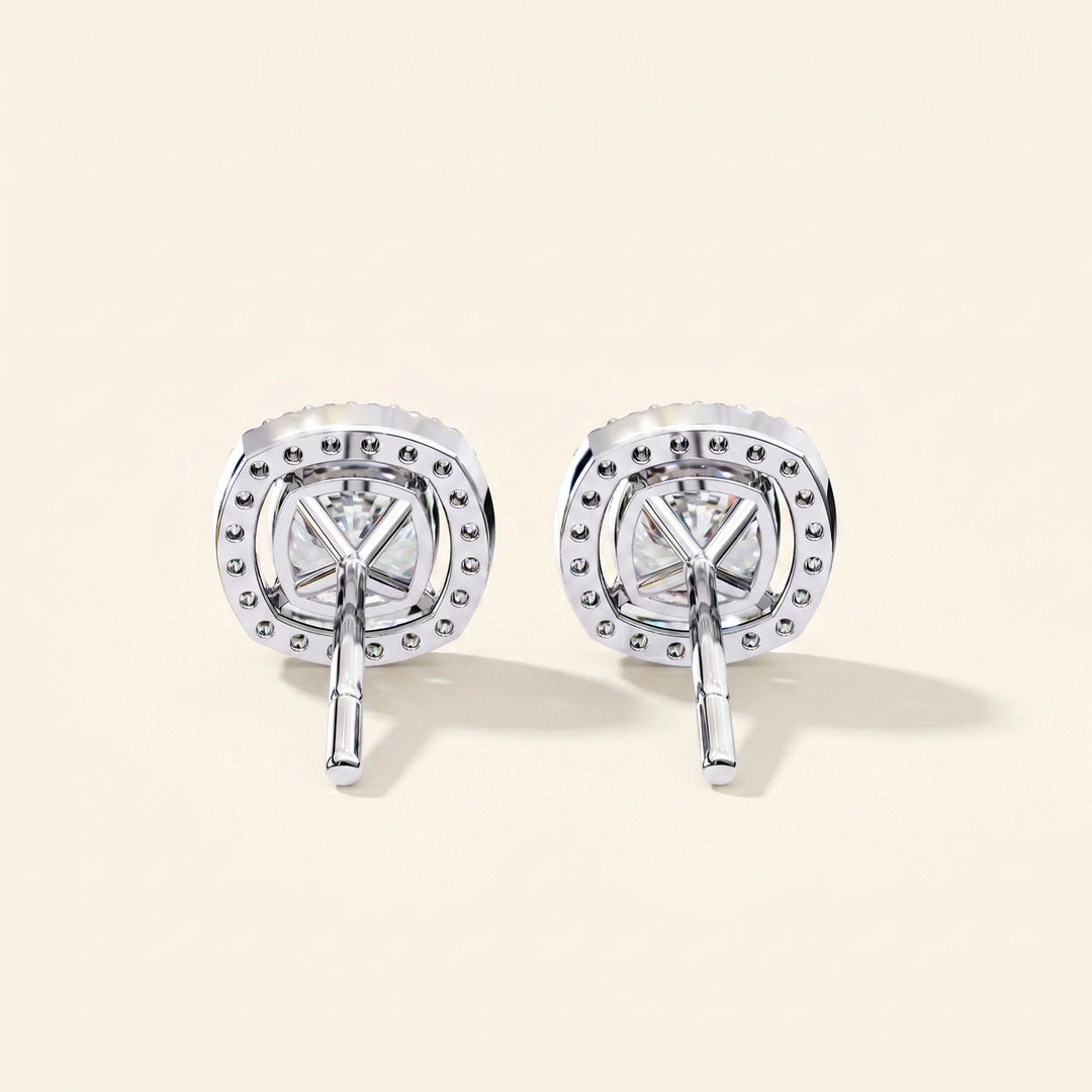 Cushion Halo Stud Earrings