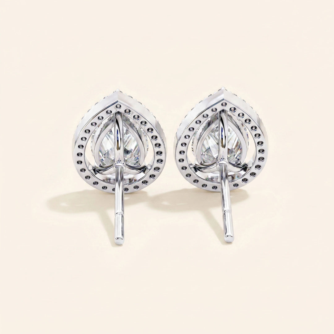 Boucles d'oreilles clous halo poire