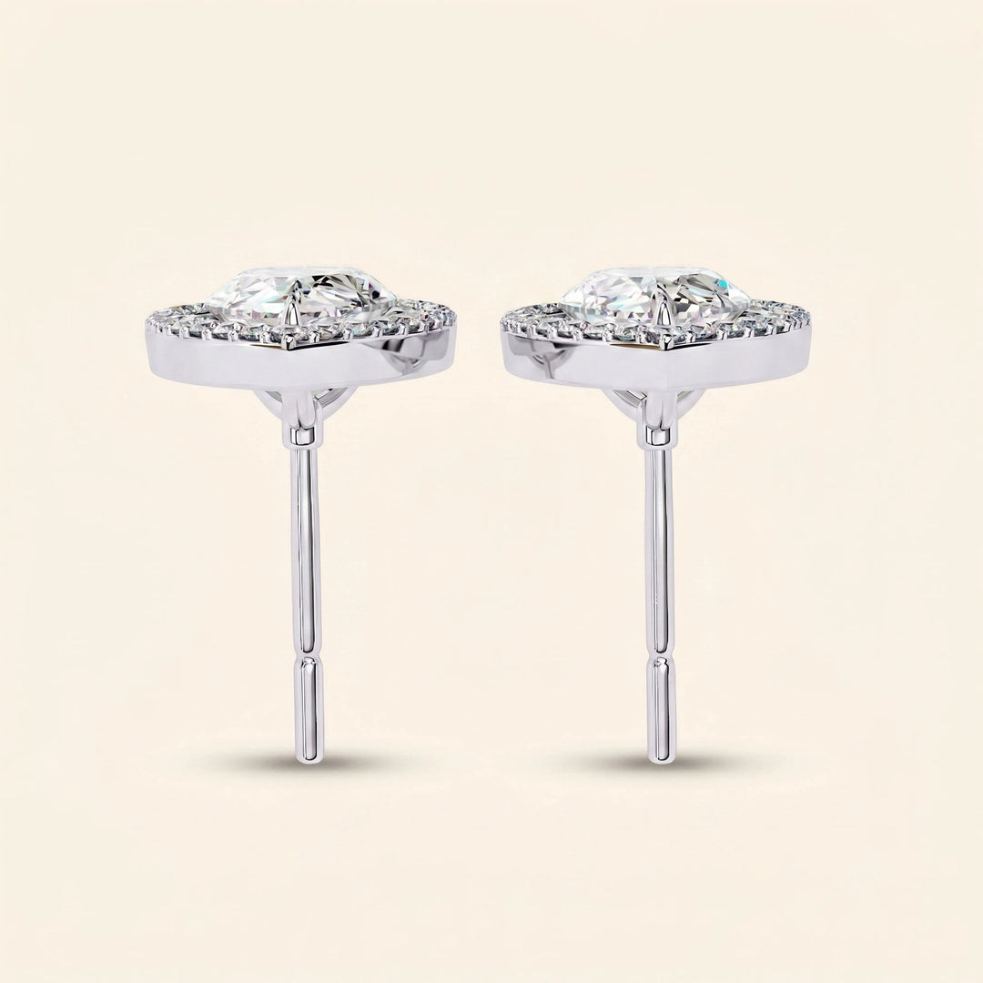 Boucles d'oreilles clous halo poire