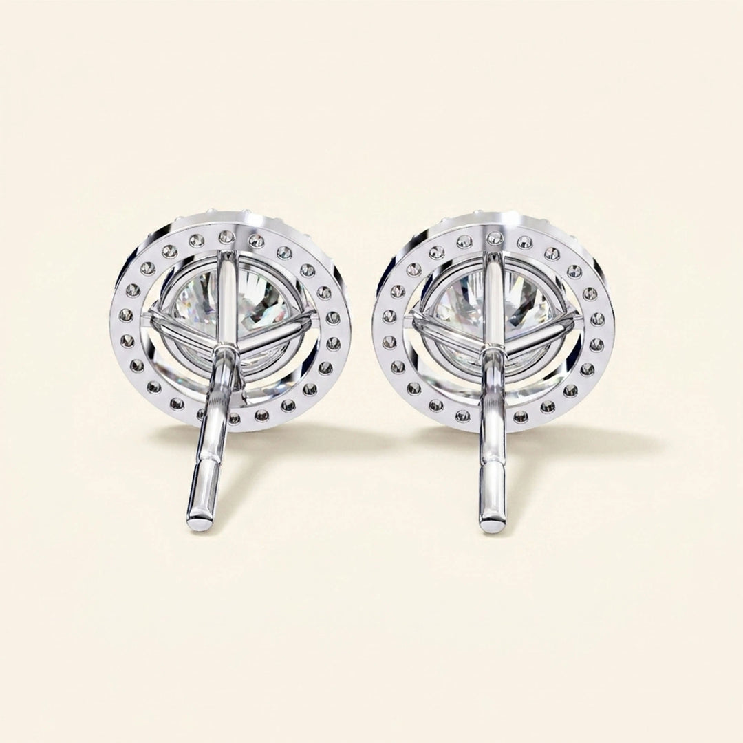 Halo Set Stud Earrings In With Gold Option