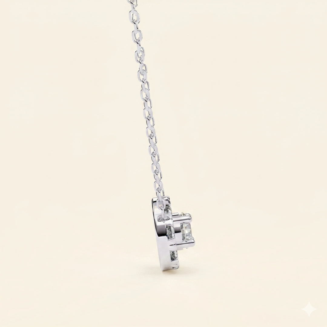 Side View Of Prong Set Cluster Necklace