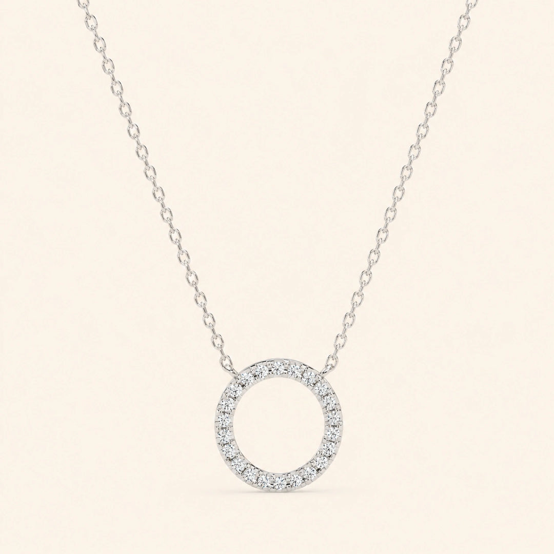 Front View Of Prong Set Circle Necklace