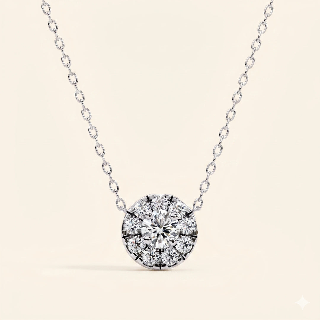 Front View Of Prong Set Cluster Necklace