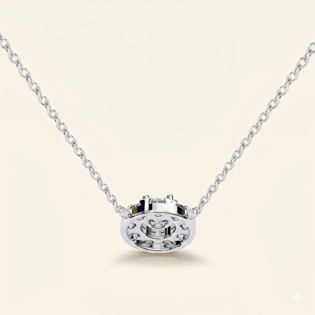 Side View Of Prong Set Cluster Necklace