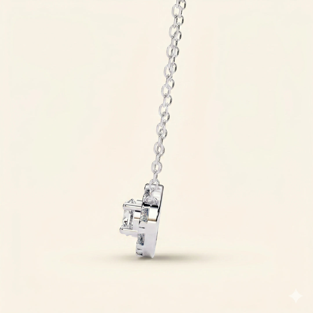 Side View Of Prong Set Cluster Necklace
