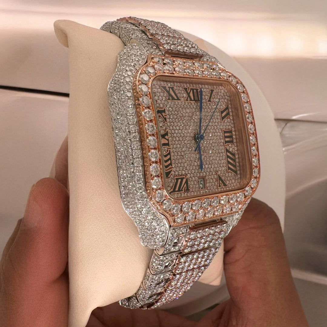Side View Of Stainless Steel Moissanite Watch