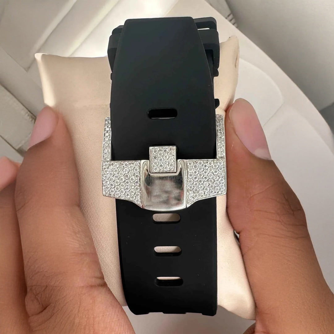 Back View Of Bust-Down-Rubber-Band-Moissanite-Watch