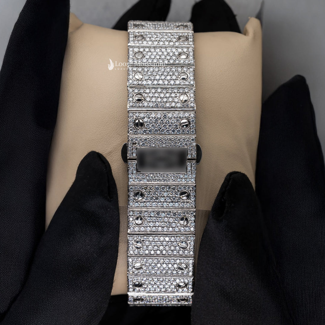 Back View Of Arabic Dial Moissanite Square Watch