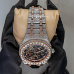 Load image into Gallery viewer, Close Up View Of Moissanite Diamond Ap Watch | 41MM | Rose Gold Tone
