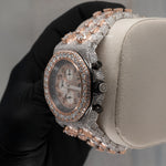 Load image into Gallery viewer, Side View Of Bust Down Stainless Steel Moissanite Watch | 41 MM | Rose Gold Tone
