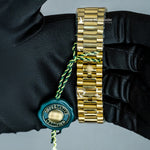 Load image into Gallery viewer, Back View Of Oyster Perpetual Day-Date Black Dial Plain Watch In Yellow Gold
