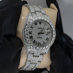 Load image into Gallery viewer, Side View Of Roman Dial Moissanite Presidential Watch For Men | 41 MM
