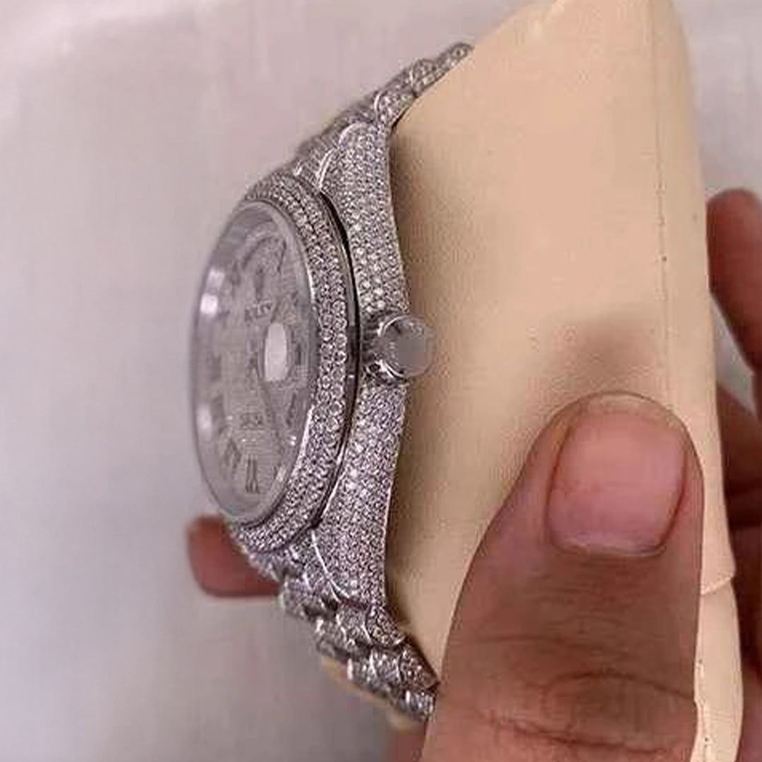 Side View Of Bust Down Moissanite Watch
