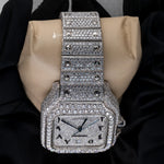 Load image into Gallery viewer, Close Up View Of Arabic Dial Moissanite Square Watch
