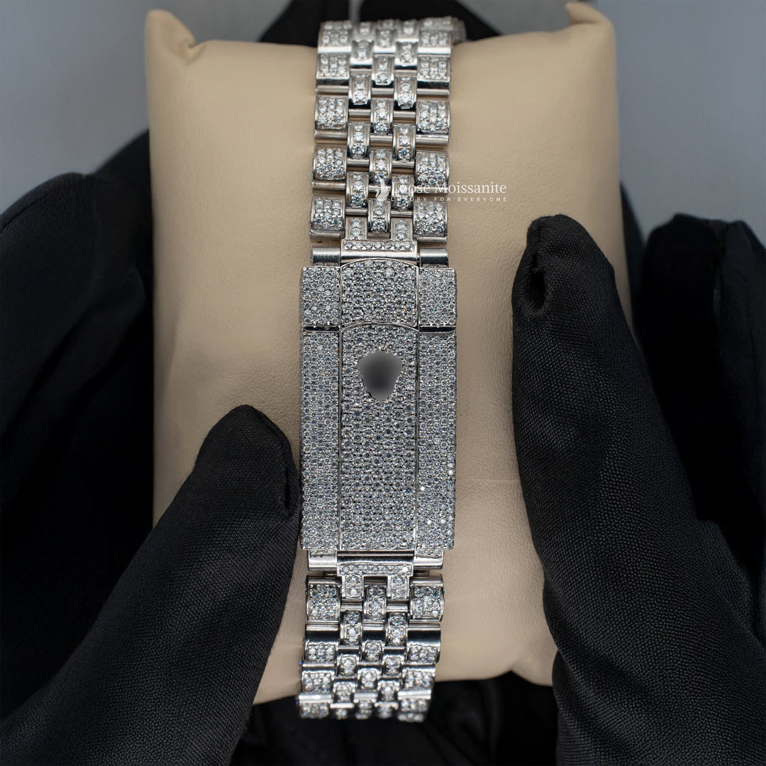 Back View Of Datejust Full Iced Out Moissanite Watch