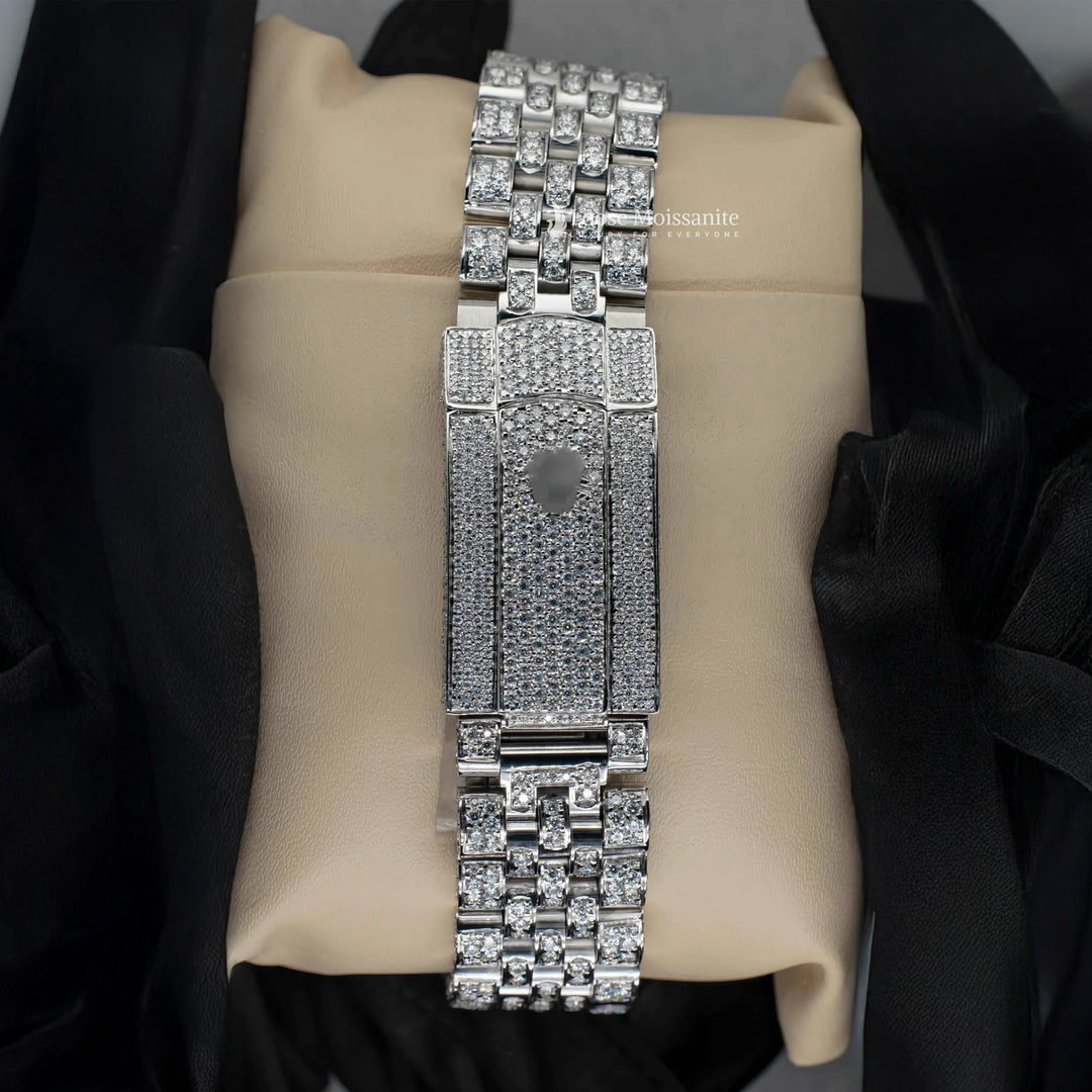 Back View Of Blue Face Dial Moissanite Diamond Watch | 41MM