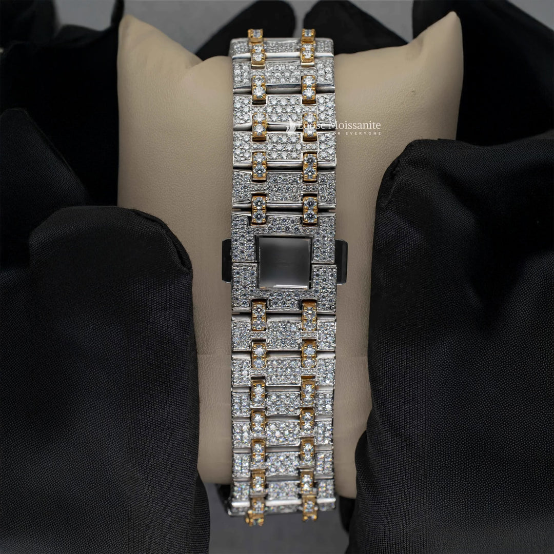 Back View Of AP Moissanite Hip Hop Watch | 41 MM | Yellow Gold Tone
