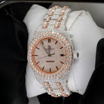 Load image into Gallery viewer, Side View Of Two Tone AP Women Moissanite Watch | 36 MM | Rose Gold Tone
